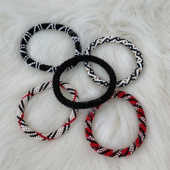 HAND CRAFTED in Nepal Beaded Bracelets (set of 5) #625 - Picture 3 of 4